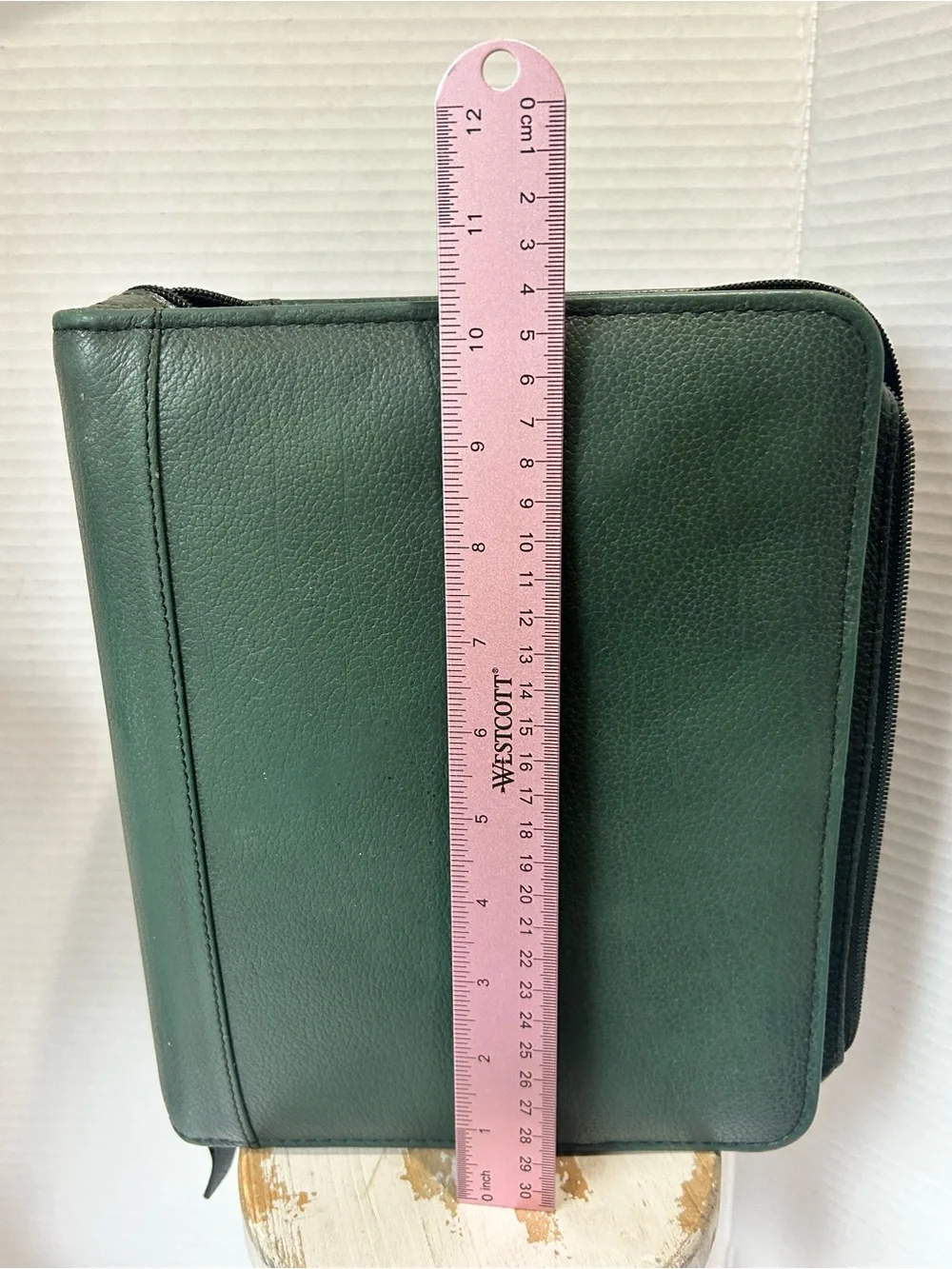 Vintage Franklin Covey Forest Green Leather Zip Around 7 Ring Personal Organizer